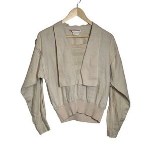 Joseph Magnin Vintage Linen Pullover Top Women's Size Medium Shawl Collar